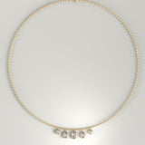 Multi-Shape Diamond Bezel Drop Necklace