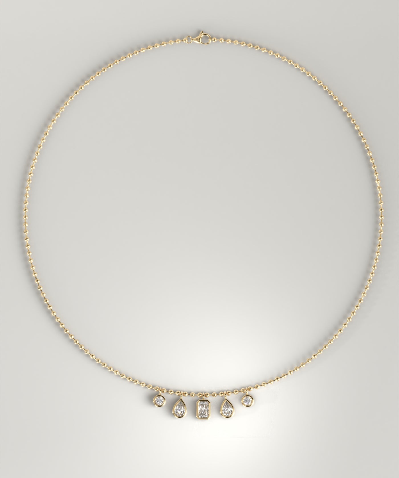 Multi-Shape Diamond Bezel Drop Necklace