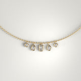 Multi-Shape Diamond Bezel Drop Necklace