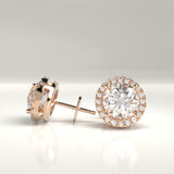 Marian Natural Round Diamond Halo Stud Earrings