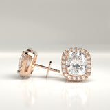 Marian Lab-Grown Cushion Diamond Halo Stud Earrings