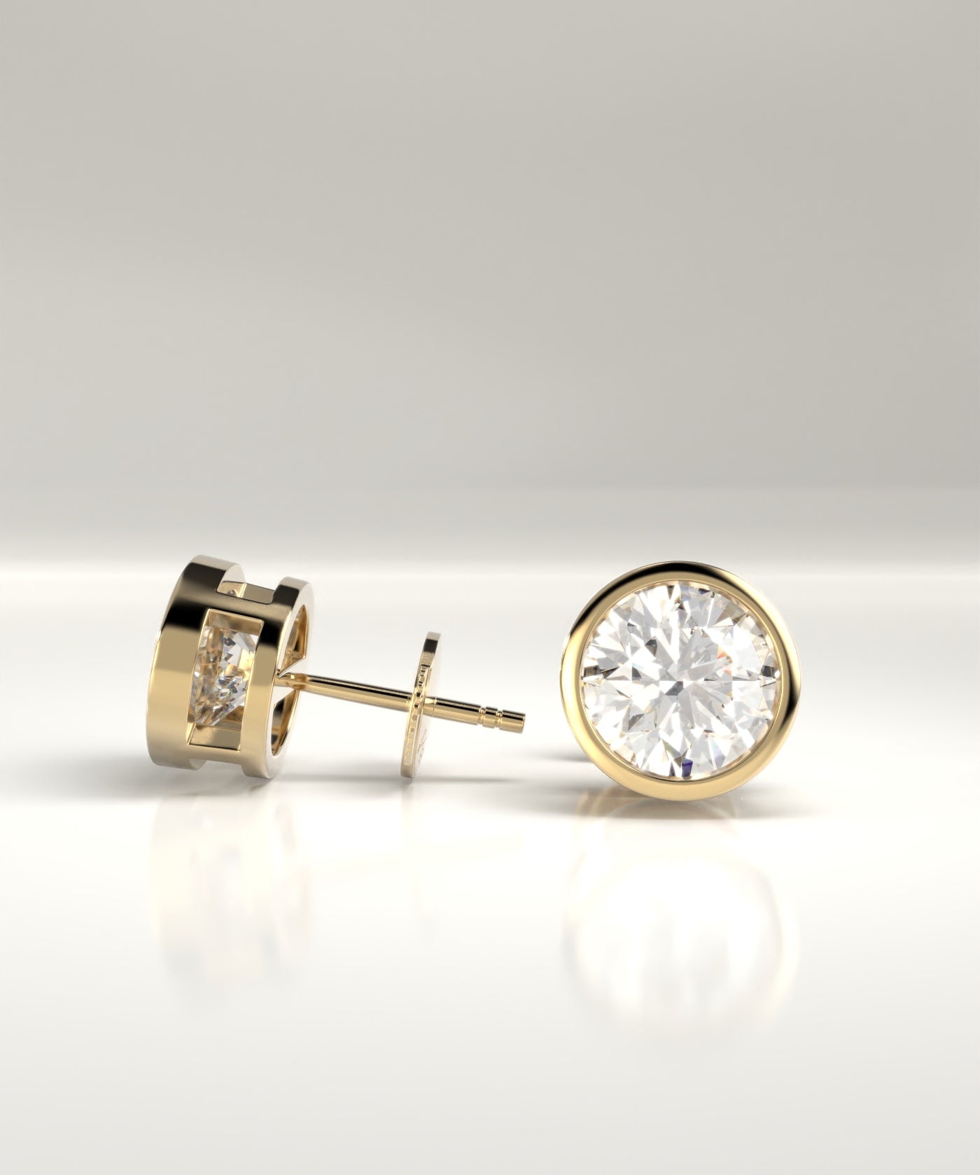 Billie Round Natural Diamond Bezel Stud Earrings