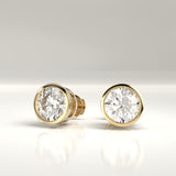 Billie Round Natural Diamond Bezel Stud Earrings