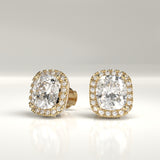 Marian Lab-Grown Cushion Diamond Halo Stud Earrings