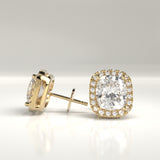 Marian Lab-Grown Cushion Diamond Halo Stud Earrings