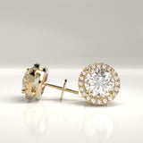 Marian Natural Round Diamond Halo Stud Earrings