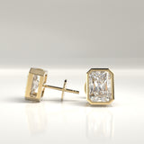 Billie Emerald Cut Lab-Grown Bezel Stud Earrings
