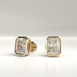 Billie Emerald Cut Lab-Grown Bezel Stud Earrings