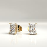 Sabrina Emerald Cut Natural Diamond Stud Earrings