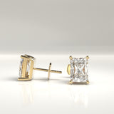 Sabrina Emerald Cut Natural Diamond Stud Earrings