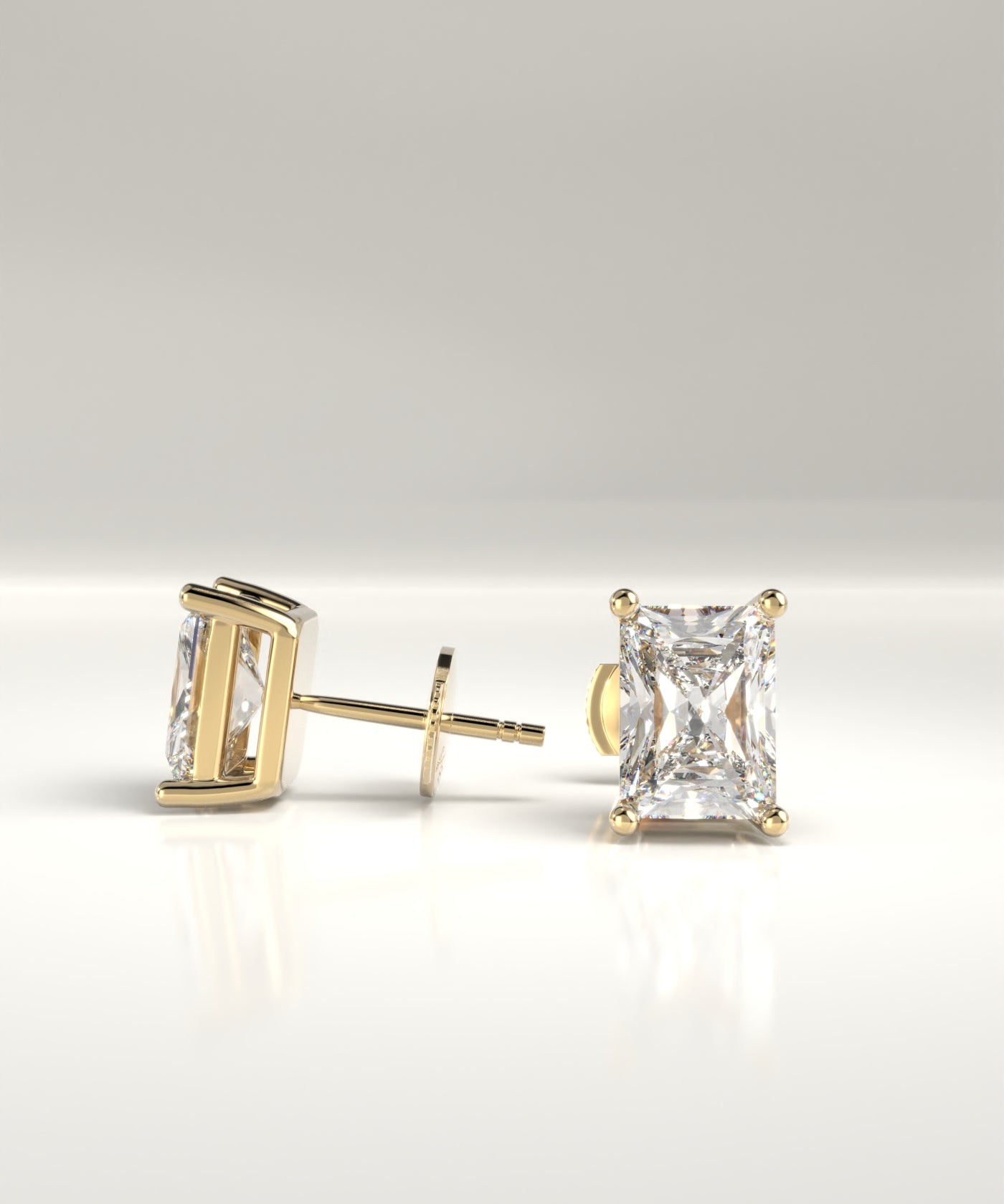 Sabrina Emerald Cut Natural Diamond Stud Earrings