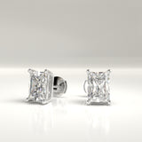 Sabrina Emerald Cut Natural Diamond Stud Earrings