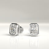 Billie Emerald Cut Lab-Grown Bezel Stud Earrings