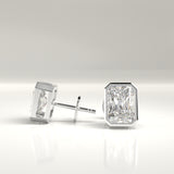 Billie Emerald Cut Lab-Grown Bezel Stud Earrings
