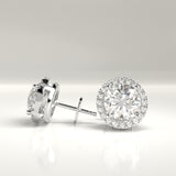 Marian Natural Round Diamond Halo Stud Earrings