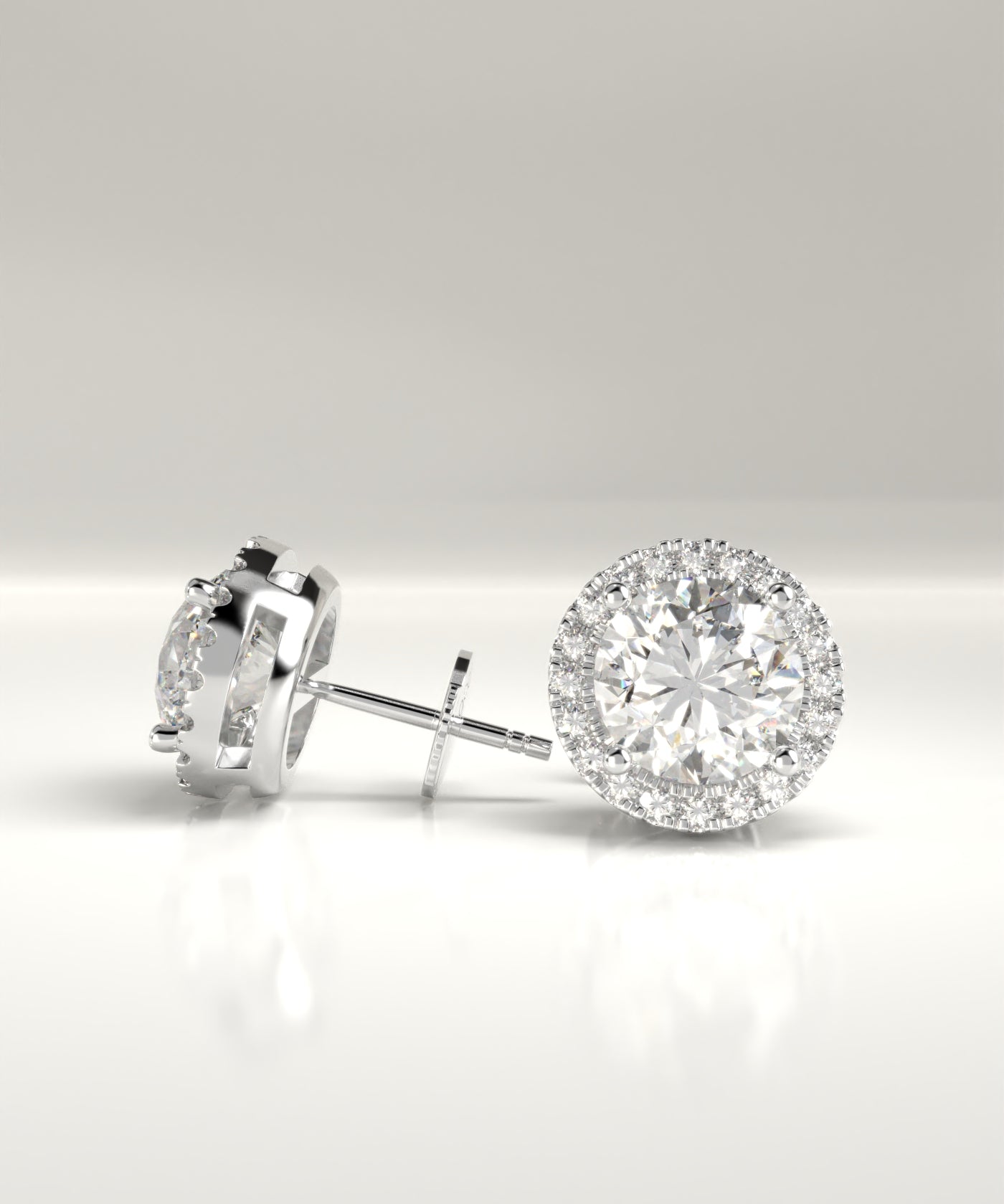Marian Lab-Grown Round Diamond Halo Stud Earrings