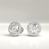 Marian Natural Round Diamond Halo Stud Earrings