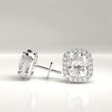 Marian Lab-Grown Cushion Diamond Halo Stud Earrings