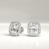 Marian Lab-Grown Cushion Diamond Halo Stud Earrings