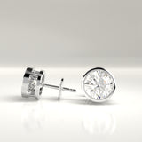 Billie Round Natural Diamond Bezel Stud Earrings