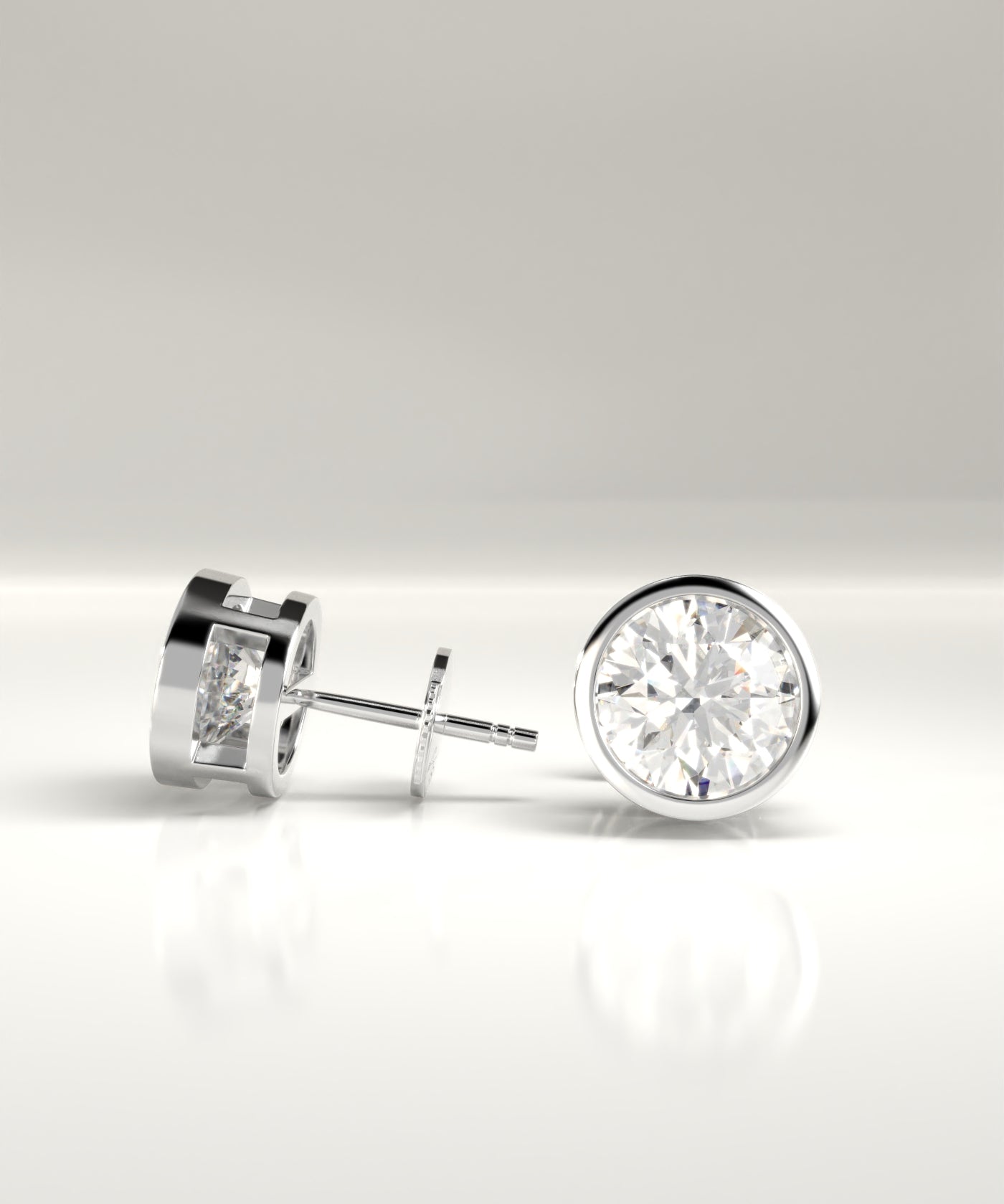 Billie Round Lab-Grown Diamond Bezel Stud Earrings