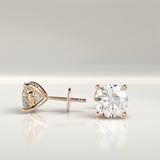 Eliza Round Four Prong Natural Diamond Stud Earrings