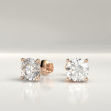 Eliza Round Four Prong Natural Diamond Stud Earrings