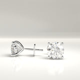 Eliza Round Four Prong Natural Diamond Stud Earrings