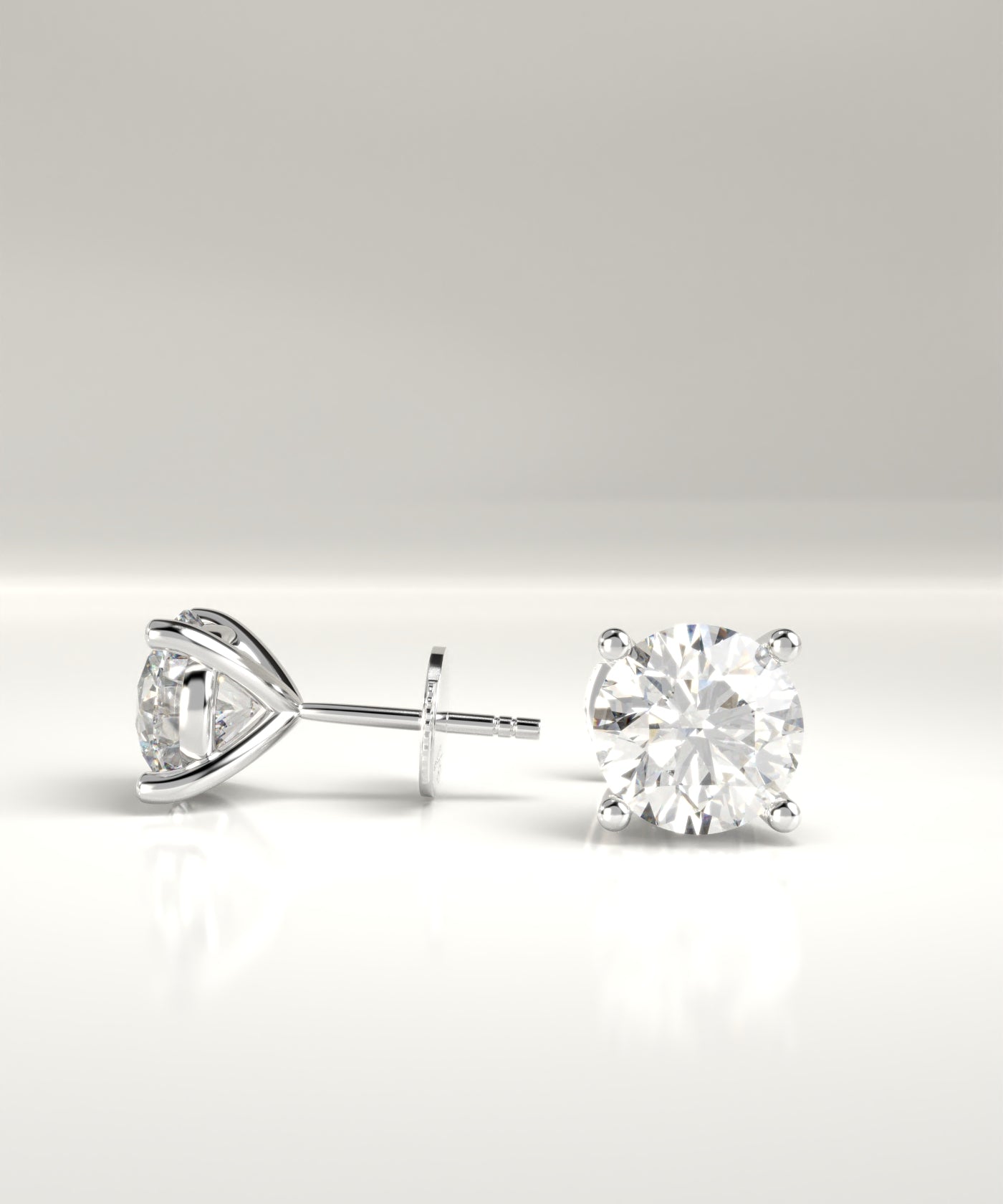 Eliza Round Four Prong Lab-Grown Diamond Stud Earrings