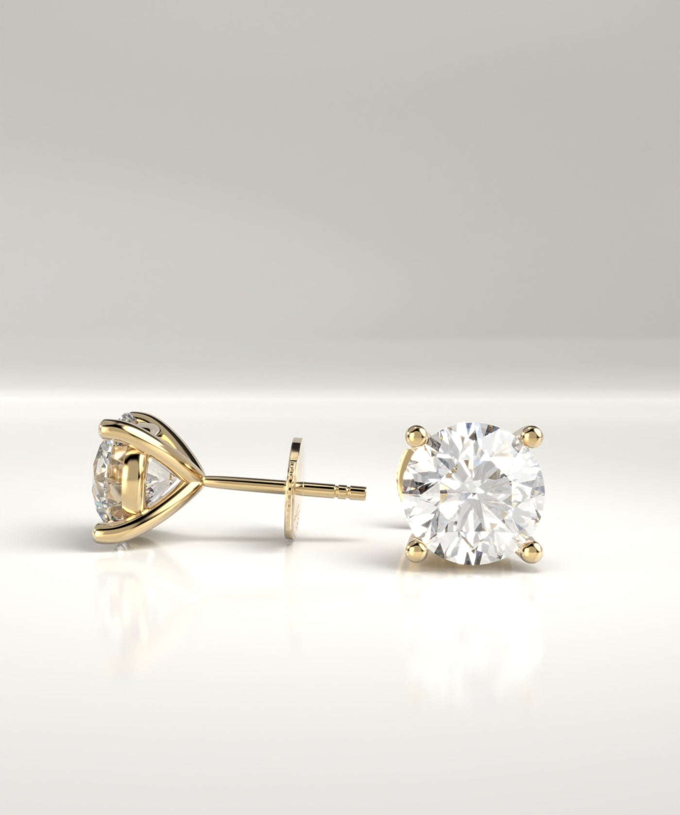 Eliza Round Four Prong Natural Diamond Stud Earrings