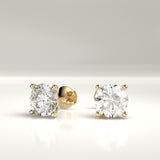 Eliza Round Four Prong Natural Diamond Stud Earrings